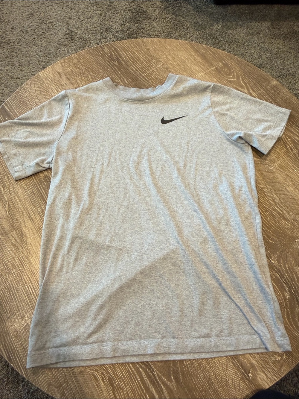 Nike Light Gray Short Sleeve Crew Tee with Black Swoosh
